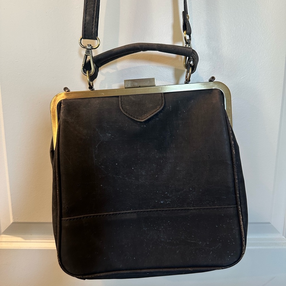 BEBE Bark Black La Flore Cork bag